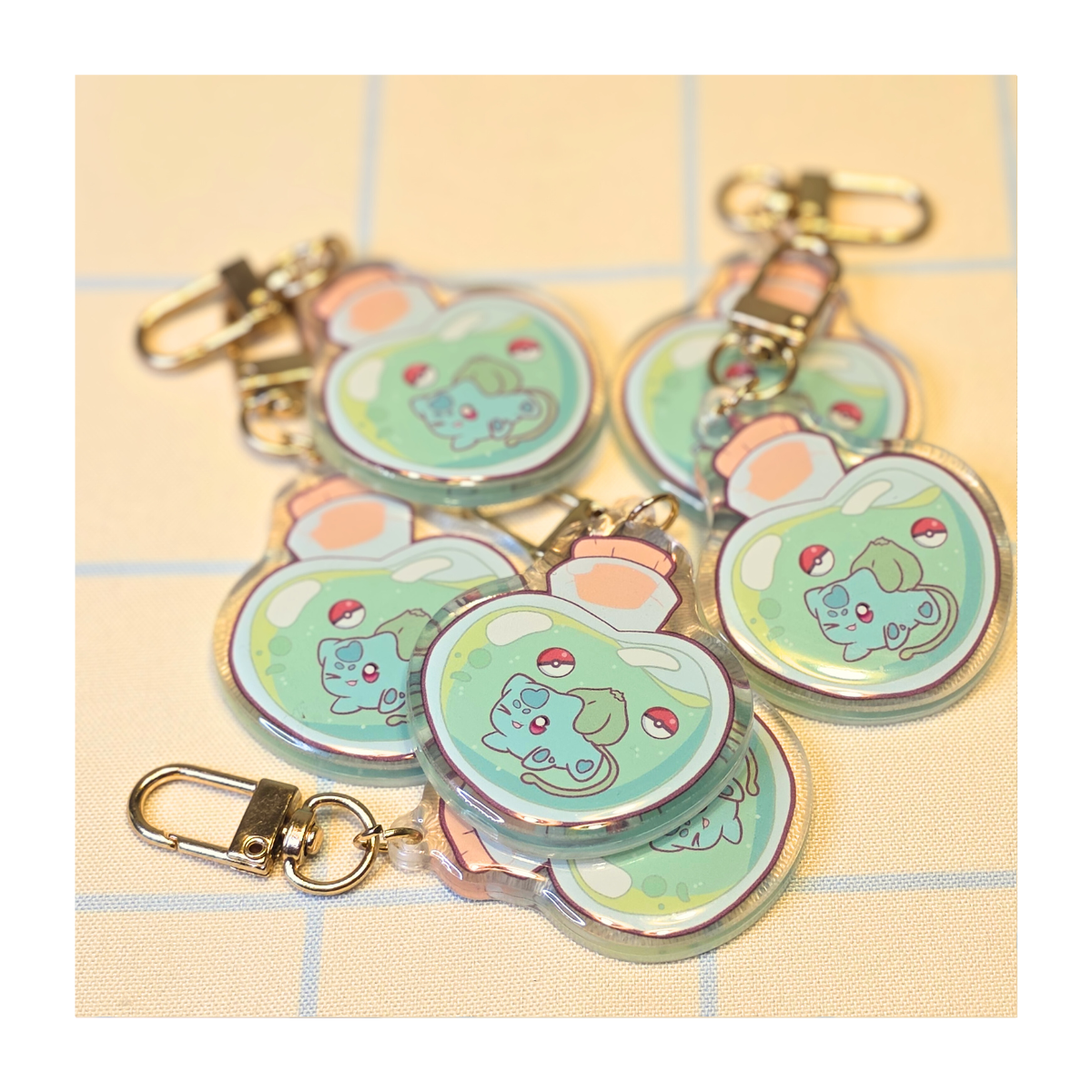 Bulbasaur Potion Bottle Acrylic Keychain