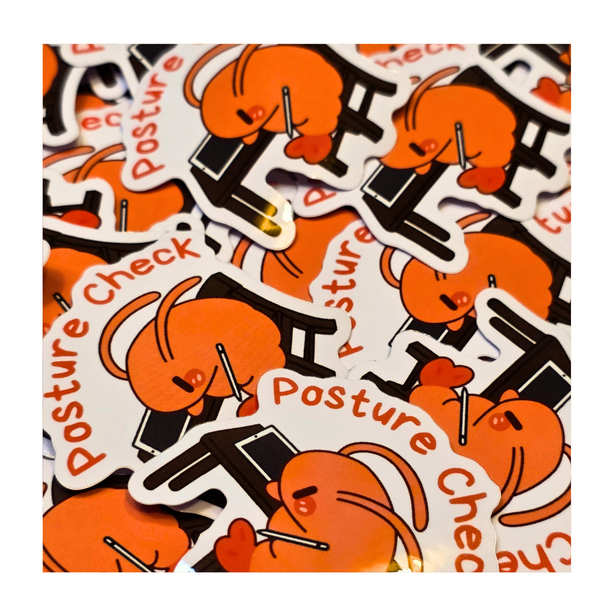 Posture Check Shrimp Sticker
