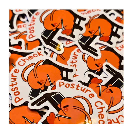 Posture Check Shrimp Sticker