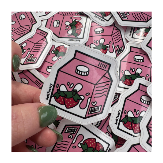 Strawberry Milk Carton Sticker