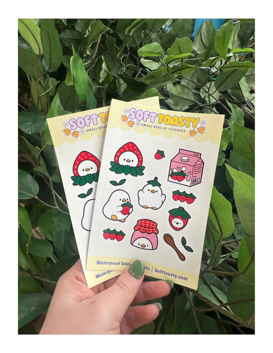 Strawberries and Duckies Sticker Sheet